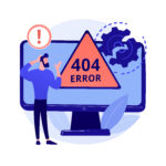 404 error abstract concept vector illustration. Error webpage, 404 template, browser download failure, page not found, server request, unavailable, website communication problem abstract metaphor.